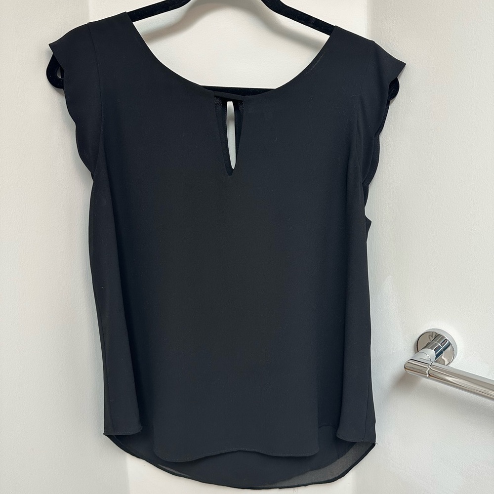 Naked Zebra Black Flutter Sleeve Cap Blouse